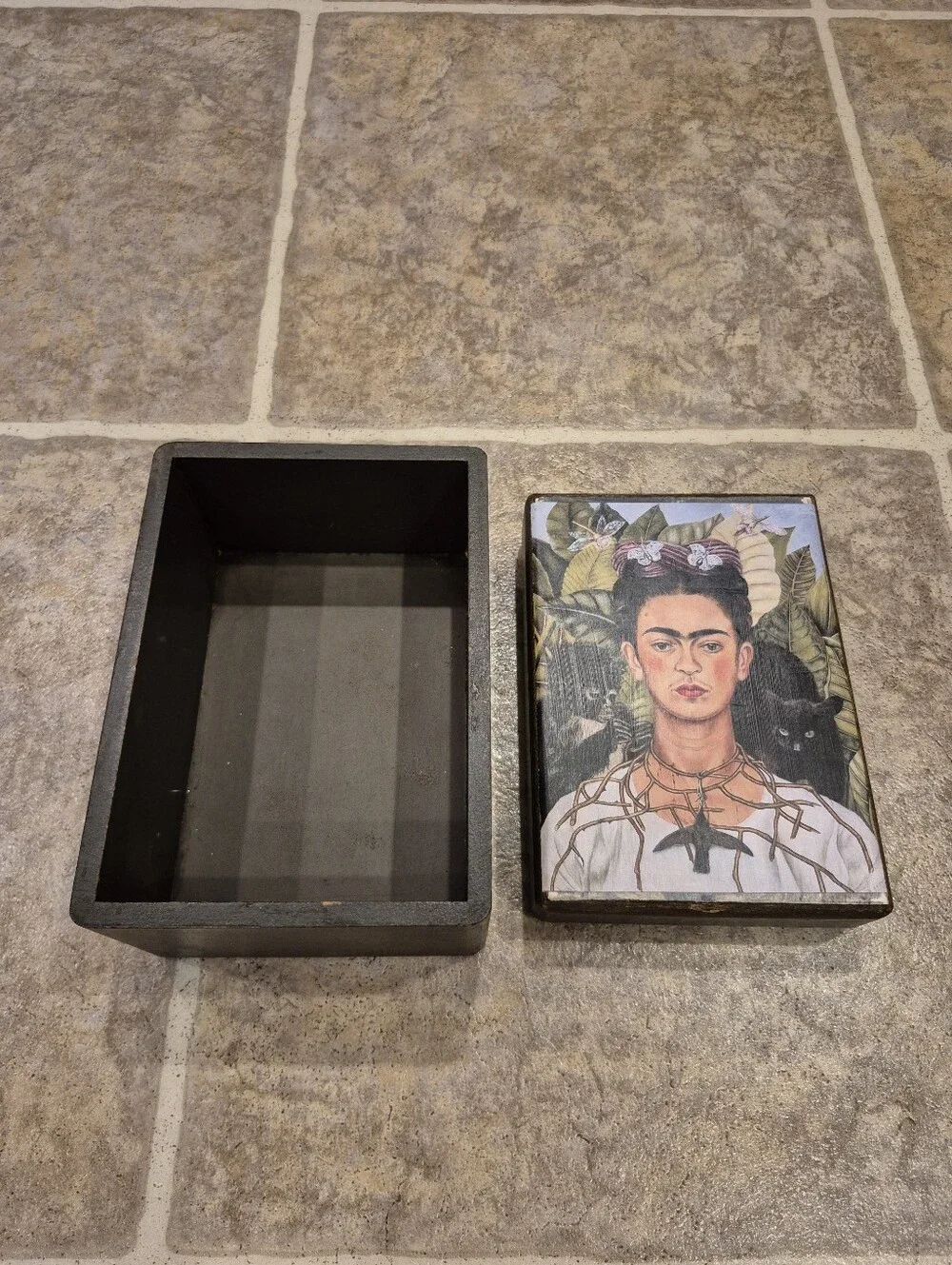 Frida Kahlo Portrait Decorative Wooden Box - One Of A Kind